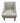 Classic gray swoop-arm accent chair w/ white trellis pattern, 34" x 24.75" x 20.