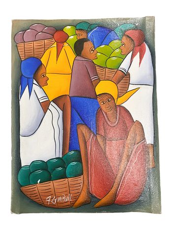 Unframed Haitian painting, signed, 16x12"