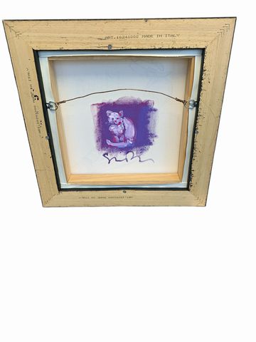 Set Of 4 Original Mixed Media-Hand Signed Simon Bull w/Drawing On Back 14x14"