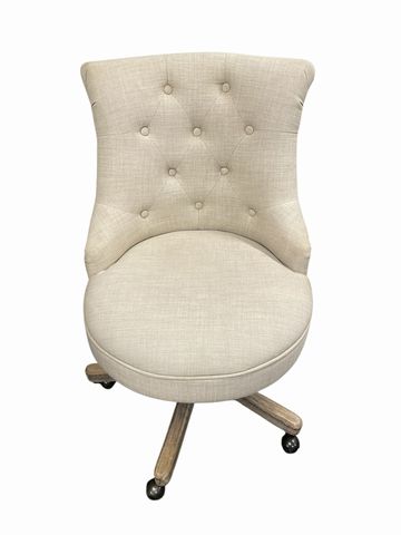 Beige tufted upholstered office chair, 26x26x36