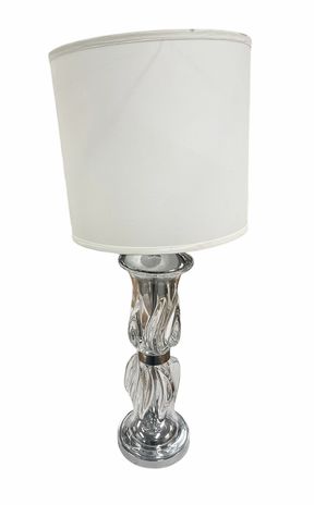 Hollywood Regency tall glass lamp, 39" h