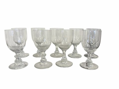 Set of 9 Baccarat crystal claret wine glasses, 5 3/8"