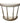 Stone-like demilune table w/ bottom apron, 30.25" h x 34.75" w x 9.25" d