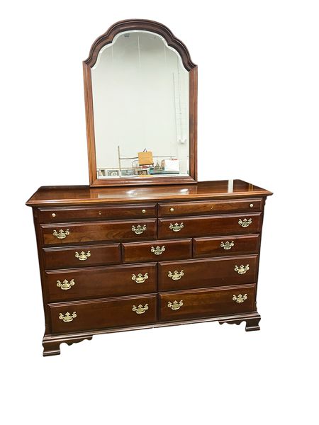 Sumter Maple Dresser & Mirror, 62x42x19" (32x42"- mirror)