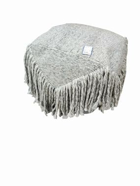 18" Gray Wool Ottoman