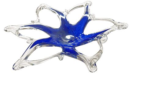 Art Glass Blue with Clear Peaks, 6 Pointed Star 12" Dia