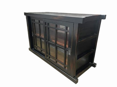 Arhaus glass paneled "Spencer" cabinet/TV stand, 30H. 48W. 20D.