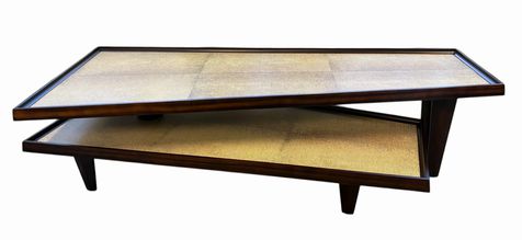 Global Views MCM dual-tier swivel coffee table, 57.5" w x 23.5" d x 17.25" h