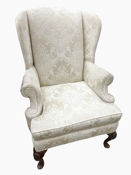 White Wingback Chair, 29.5x36.5x45"