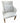 White striated upholstered armchair w/white waffle pillow, 34.5" h x 22.5 w x 18