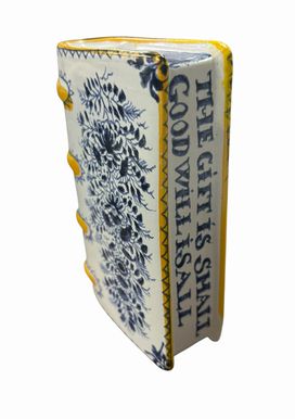 Vintage Metropolitan Museum handpainted ceramic book vase made in Portugal (as i