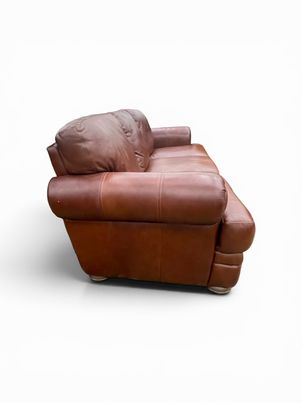 Cordovan leather sofa, 84x36x34H