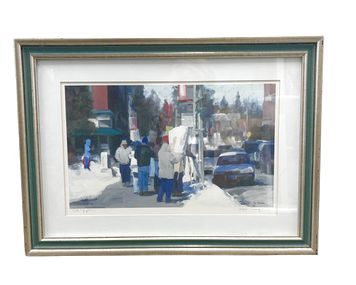 "The Protesters" framed AP pencil-signed print, 16.5x27"