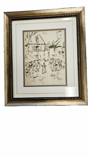 Framed Whistler Print, Evening Walk 14"Hx 12"W