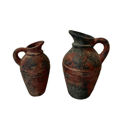 Pottery Jugs Hand Made Set Of 2 18 H & 16 H