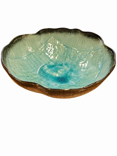 Japanese Handcrafted Turquoise Ramen Bowl 10"dia x 3.5"h