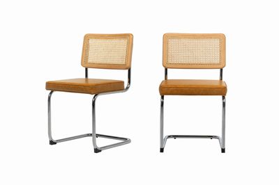 Nora Dining Chairs (Set of 2) Tan Vegan Leather