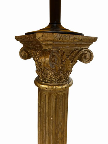 Classical Corinthian Column Lamp w/Black Base, H. 32 in.