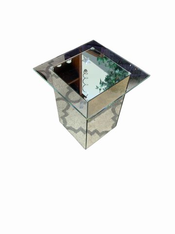 Square Mirrored Glass Side Table16"x13"