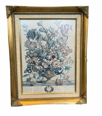 Robert Furber anniversary print (April) in gold frame, 19.75x15.5"