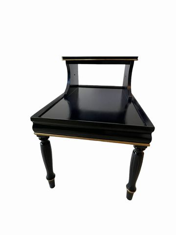 2-tier navy side table w/gold accents, 16.5x25.25x23.5