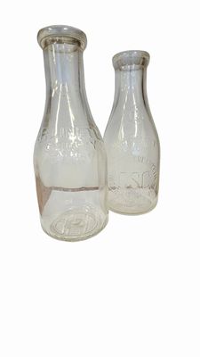 2  Chevy Chase/Arlington vintage Milk Bottles 10"H