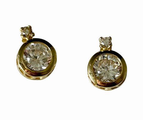 Pair 14k Yellow Gold & CZ Stud Earrings, 2 g