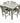 Transitional Style Gray Painted Square Top Bistro Table w/6 Chairs