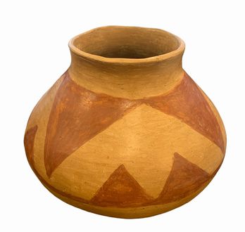 Mexican Tarahumara Indian painted clay pot, 9.25" diam., 8.5" h