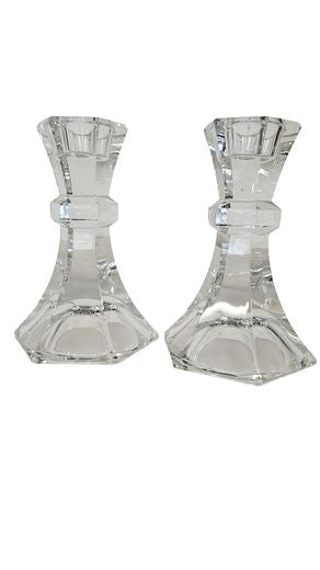 Pair Bleikristall Candleholders 5"H