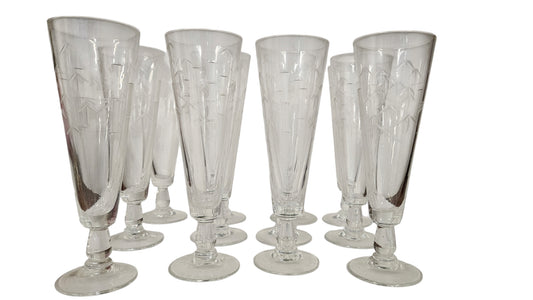 Set of 12 Etched Pilsner Glasses 9"H