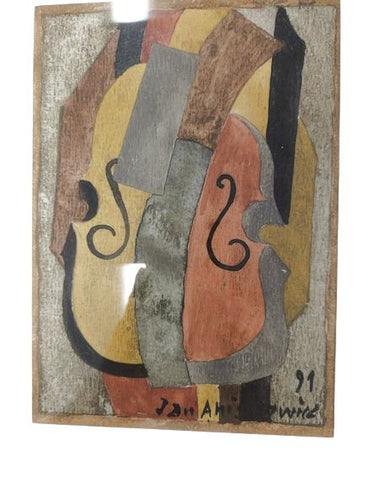 3 Guitars Watercolor Known Artis,t Polish, Jan Aniserowicz 17" x 14"