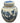 Chinese B&W Porcelain Mini Landscape Round Storage Jar, H. 4 in.