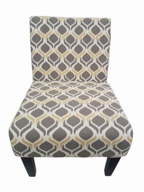 Armless Gray/ Yellow/ White Patterned Chair