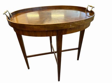 Drexel oval side table w/ brass handles, 30x22x28" h