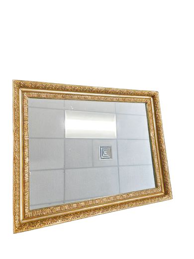 LARGE Gold Framed Wall Mirror bar hanger Mirror 26"h x 33"w