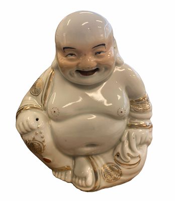 Vintage ceramic happy Buddha, 8.5" h