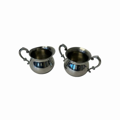 Pewter Sugar and Creamer Set 3 H