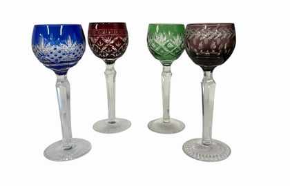 Set of 4 cut-to-clear Royal Bavarian Crystal cordials, 6" h