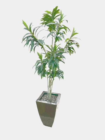 Faux Green Leaf Tree-White Vase7'ft