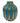 Turquoise ceramic vase w/ gold outlined ribs, 7.75" h