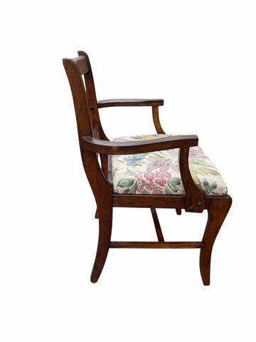 Vintage Duncan Phyfe- style armchair w/floral upholstered seat,32.5H 23.5W 20D