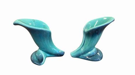 PAIR of Haeger MCM Calla Lily candleholders, 5" h