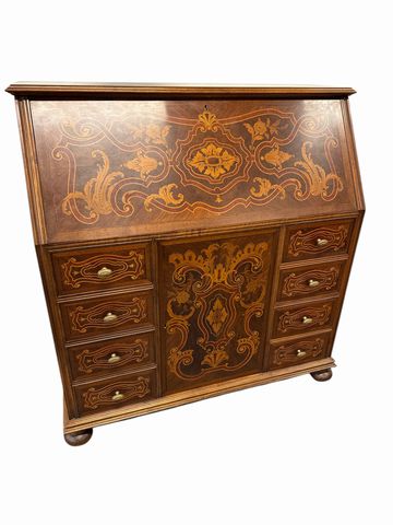 VTG custom made secretary w/ marquetry, Italy, 40x17.5x43H