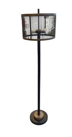 Black Homestead standing lamp w/ mesh shade, 59.5" h