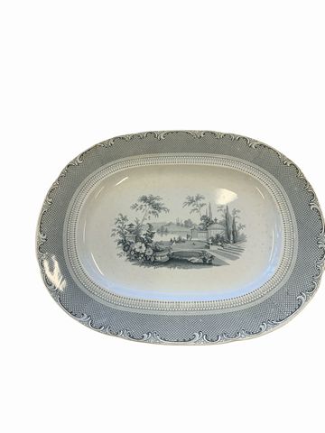 1800's Blue & White Transferware Platter18x22"