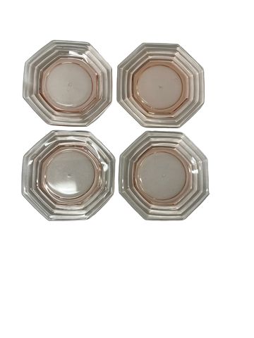 Set of 4 Heisey octagonal pink glass plates, 7.5"D