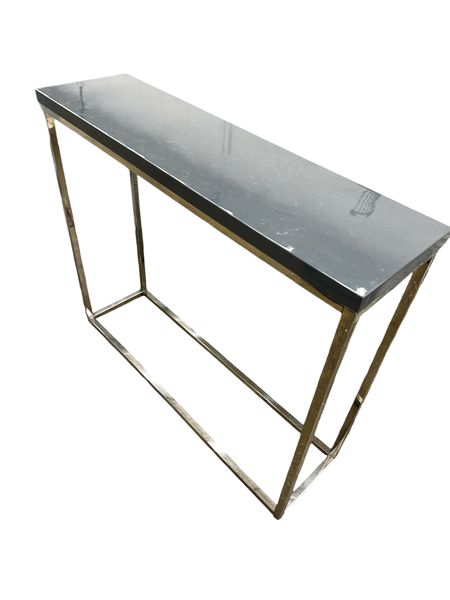 Blue-Gray Console Table w/ Chrome Base 35" x 9" x 30"