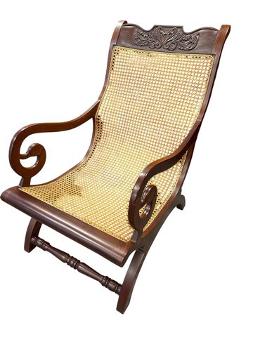 Cane & Carved  Wood  Plantation Chair37"x23"x35"