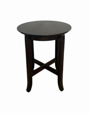 Pair Small Round Dark Wood Side Tables